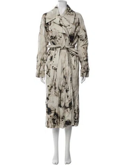 Pre-owned Lafayette 148 Printed Trench Coat In Neutral
