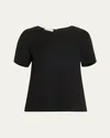 Lafayette 148 Puff-sleeve Crepe Blouse In Black