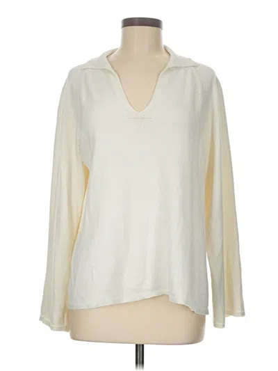 Pre-owned Lafayette 148 Pullover Sweater In White