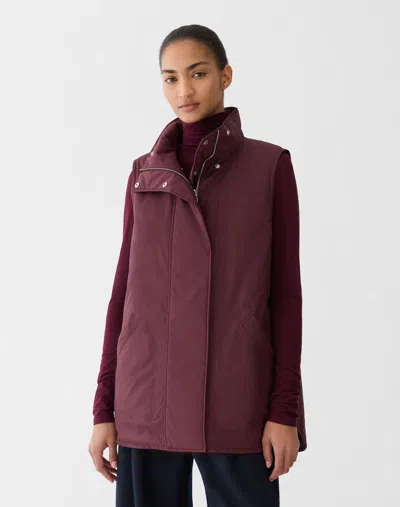 Lafayette 148 Quilted Reversible Puffer Vest In Burgundy