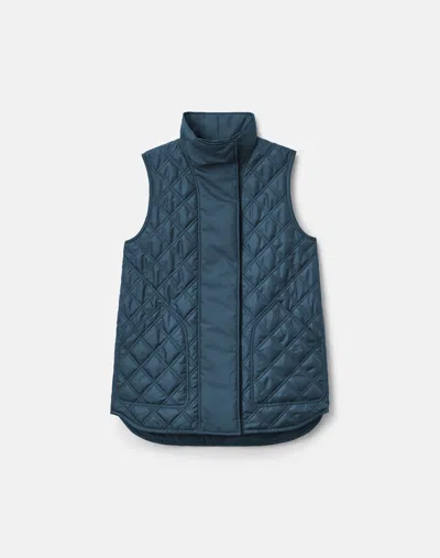 Lafayette 148 Quilted Reversible Puffer Vest In Blue
