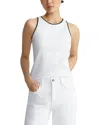 Lafayette 148 Racerback Tank With Contrast Tipping In White With Navy Contrast