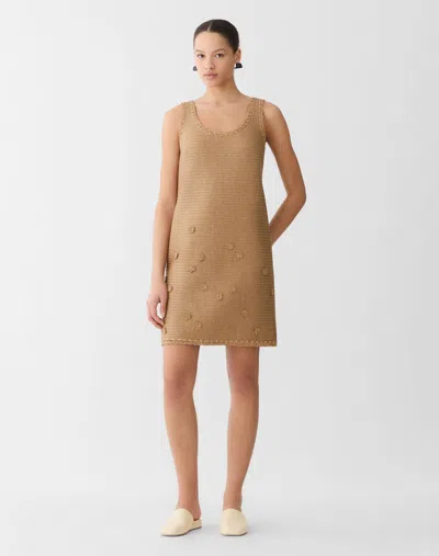 Lafayette 148 Raffia Effect Floral Embellished Mini Tank Dress In Brown