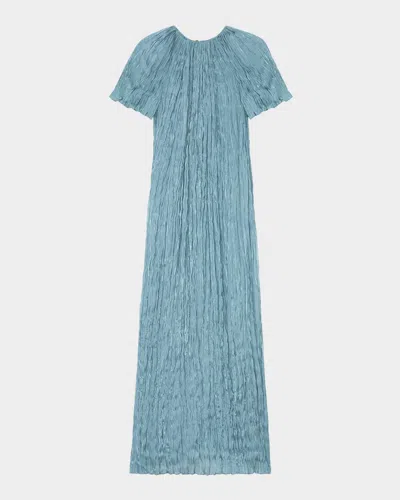 LAFAYETTE 148 RAGLAN-SLEEVE SHIMMER PLISSE MAXI DRESS