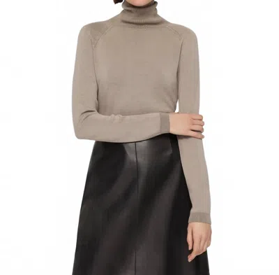 Lafayette 148 Raglan Sleeve T-neck Sweater In Hickory In Gray