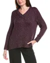 Lafayette 148 New York Raglan Sleeve V-neck Silk-blend Sweater In Purple