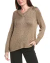 Lafayette 148 Raglan Sleeve V-neck Silk-blend Sweater In Brown
