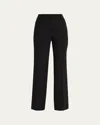 Lafayette 148 Reade Double-face Stretch Wool Pants In Black