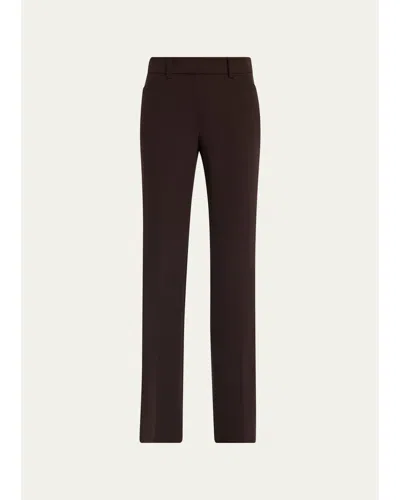 Lafayette 148 Reade Flare-leg Stretch Wool Pants In Truffle