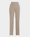 Lafayette 148 Reade Straight-leg Stretch Wool Pants In Gray