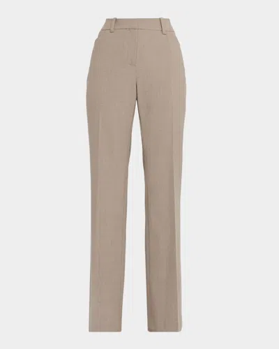 Lafayette 148 Reade Straight-leg Stretch Wool Pants In Gray