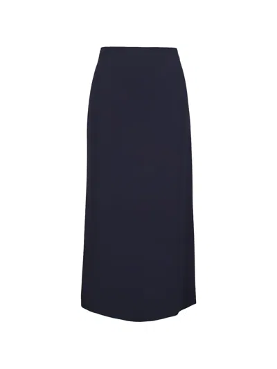 Lafayette 148 Rear-slit Skirt In Blue