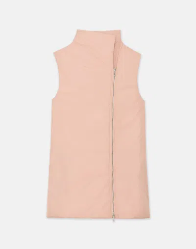 Lafayette 148 Recycled Poly Tech Funnel Collar Down Vest In Blush Peach