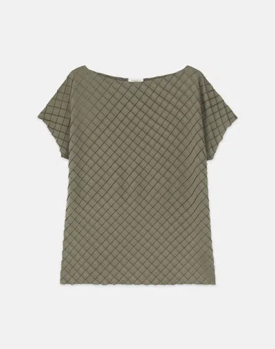 Lafayette 148 Recycled Satin Diamond Pleat Blouse In Grey