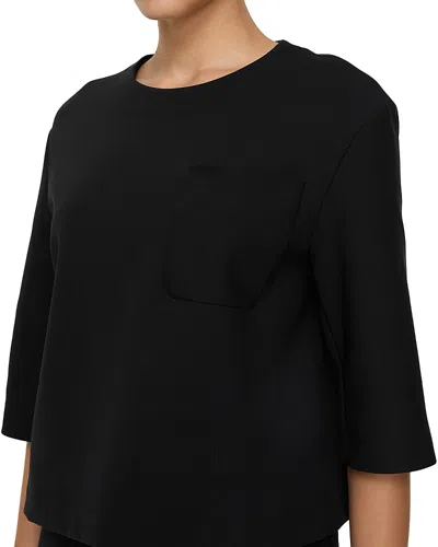 Lafayette 148 Relaxed Half Sleeve Top In Black