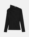 Lafayette 148 Responsible Fine Gauge Merino Asymmetric Sweater In Black