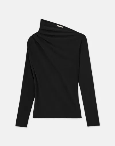 Lafayette 148 Responsible Fine Gauge Merino Asymmetric Sweater In Black