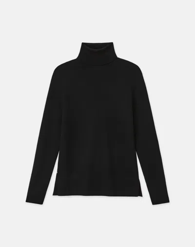 LAFAYETTE 148 RESPONSIBLE FINE GAUGE MERINO RIBBED SADDLE SLEEVE TURTLENECK