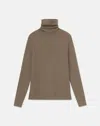 Lafayette 148 Responsible Fine Gauge Merino Ribbed Saddle Sleeve Turtleneck In Grey