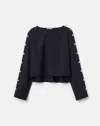Lafayette 148 Responsible Finesse Crepe Button Sleeve Blouse In Black