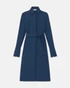 Lafayette 148 Responsible Finesse Crepe Buttoned Split Cuff Shirtdress In Lido Blue