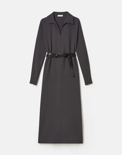 Lafayette 148 Responsible Finesse Crepe Dolman Belted Dress In Carbon