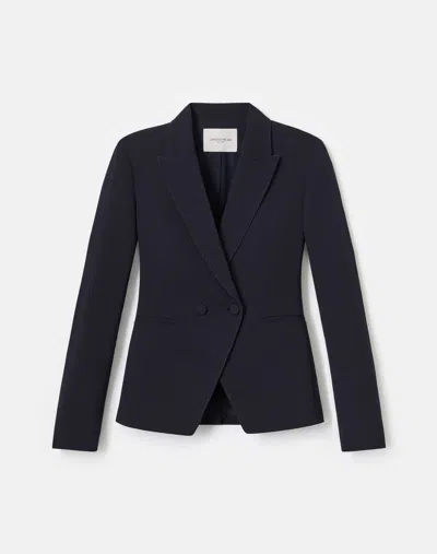Lafayette 148 Responsible Finesse Crepe Double Breasted Blazer In Black