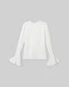 Lafayette 148 Responsible Finesse Crepe Godet Sleeve Blouse In White