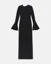 Lafayette 148 Responsible Finesse Crepe Godet Sleeve Floor Length Gown In Black