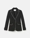 Lafayette 148 Responsible Finesse Crepe Piped Peak Lapel Blazer In Black