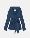 Lafayette 148 Responsible Finesse Crepe Portrait Wrap Collar Jacket In Lido Blue