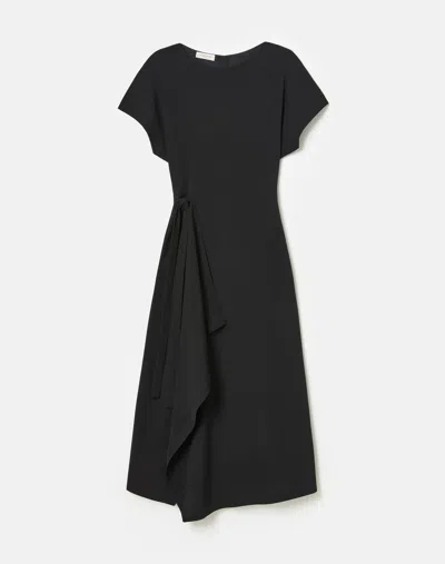 Lafayette 148 Responsible Finesse Crepe Side Tie Handkerchief Dress In Black