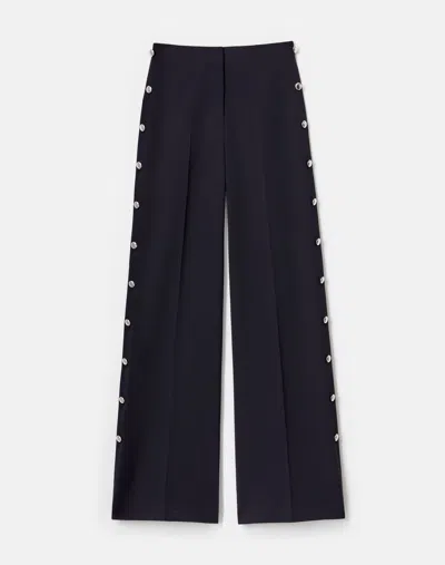 Lafayette 148 Responsible Finesse Crepe Thames Button Wide Leg Pant In Black