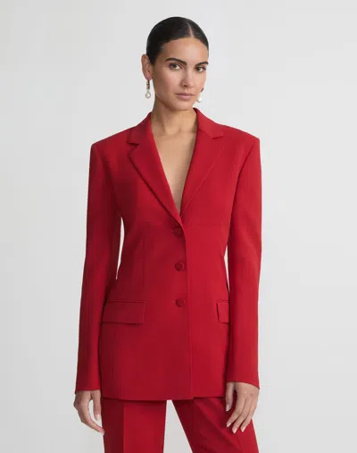 Lafayette 148 Responsible Finesse Crepe Three Button Blazer In Red