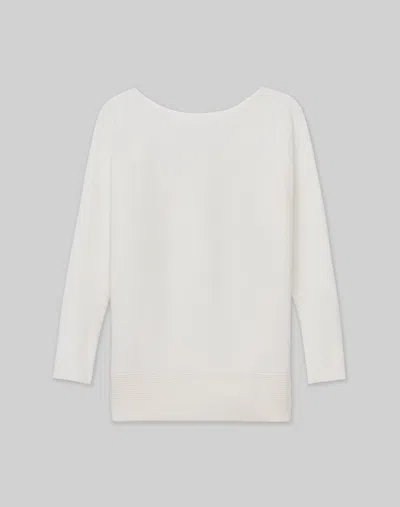 Lafayette 148 Responsible Matte Crepe Dolman Sweater In White