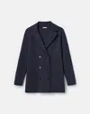Lafayette 148 Responsible Matte Crepe Knit Double Breasted Blazer In Blue