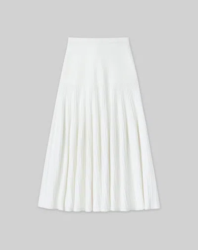 Lafayette 148 Responsible Matte Crepe Ottoman Stitch Skirt In White
