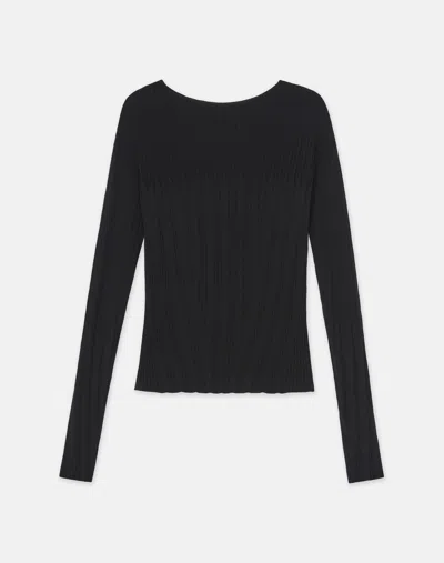 Lafayette 148 Wool-cashmere Crewneck Sweater In Black