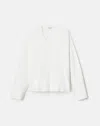 Lafayette 148 Responsible Matte Crepe Ribbed V-neck Sweater In White