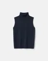 Lafayette 148 Responsible Matte Crepe Sleeveless Turtleneck In Blue