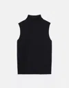 Lafayette 148 New York Sleeveless Turtleneck Cashmere Shell In Black