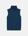 Lafayette 148 Responsible Matte Crepe Sleeveless Turtleneck In Lido Blue