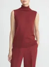 Lafayette 148 Metallic Trim Cashmere Turtleneck Sweater In Red