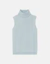Lafayette 148 Responsible Matte Crepe Sleeveless Turtleneck In Venetian Sky