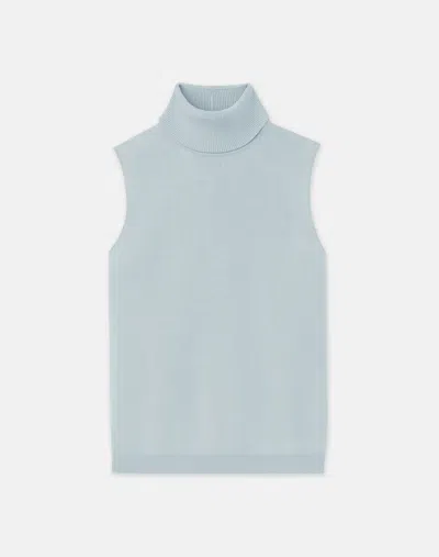 Lafayette 148 Responsible Matte Crepe Sleeveless Turtleneck In Venetian Sky