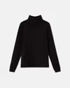 Lafayette 148 Matte Crepe Turtleneck Sweater In Black