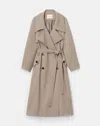 Lafayette 148 Responsible Stretch Wool Belted Oversized Trench Coat In Brown