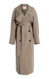 Lafayette 148 Responsible Stretch Wool Belted Oversized Trench Coat In Brown