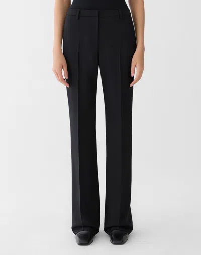 Lafayette 148 Responsible Stretch Wool Greene Straight Pant In Black