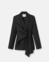 Lafayette 148 Responsible Stretch Wool Slim Wrap Blazer In Black